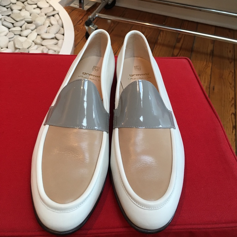 Gravati White Leather Loafers